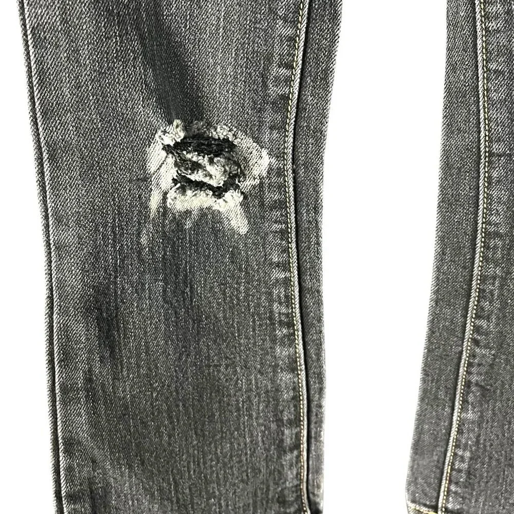 Old Navy Girls Black Boot Cut Denim Jeans Size 6 Adjustable‎ Waist Distressed